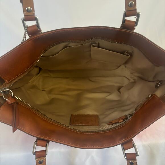 Coach Coral Signature Gallery Tote Bag Red Canvas Leather Monogram Handbag - Picture 13 of 15